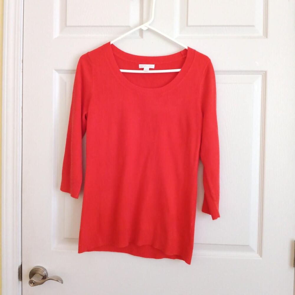 New York & Company Bright Red Scoop Neck Sweater Medium